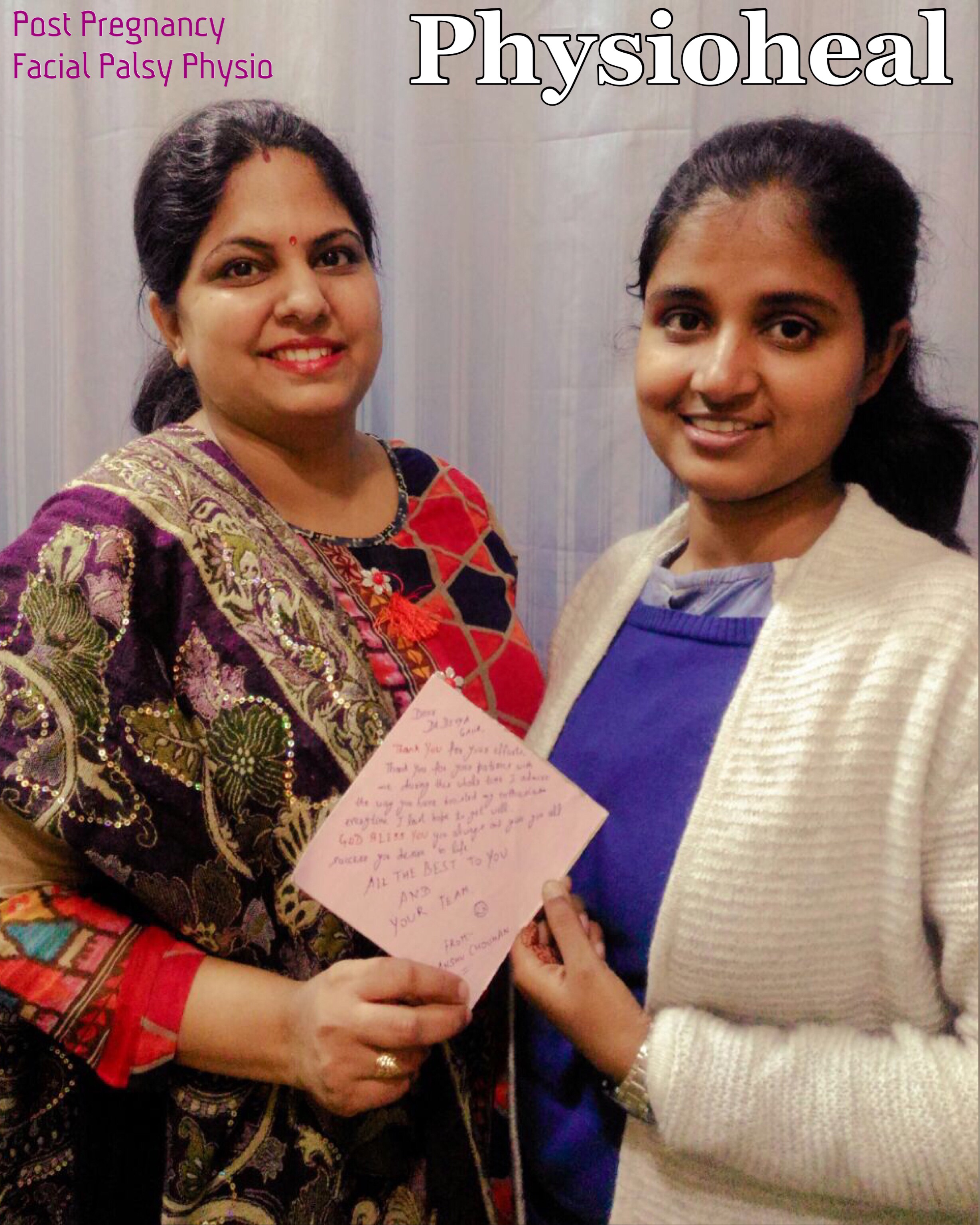 A Dr. with her female patient to showing physiotherapy result